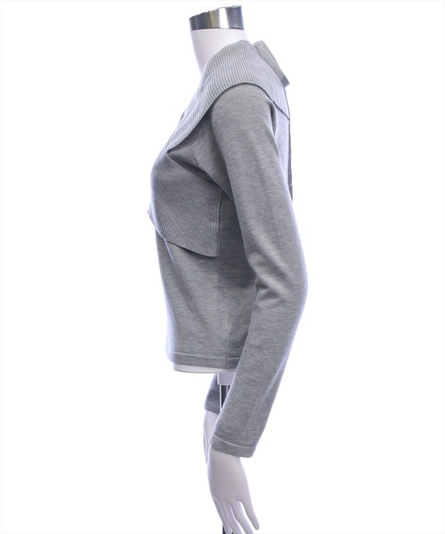 clear（クリア）の「2wayフロントクロスリブニットトップス[カジュアル 着回し抜群 大人]（ニット/セーター・レディース・グレー/イエロー/アイボリー/ブラック・F）」の6枚目の写真