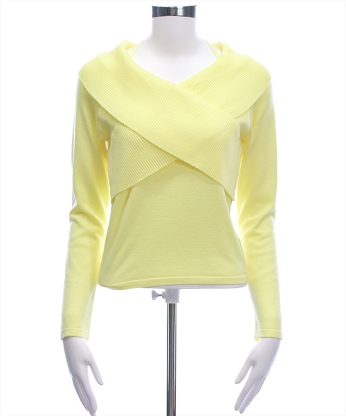 clear（クリア）の「2wayフロントクロスリブニットトップス[カジュアル 着回し抜群 大人]（ニット/セーター・レディース・グレー/イエロー/アイボリー/ブラック・F）」の18枚目の写真