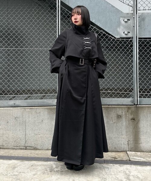 Mavie..7（メヴィセットゥ）の「【Mavie..7】【3サイズ展開】スタンドネックロングフレアコート（その他アウター・レディース・ブラック・SMALL/MEDIUM/X-SMALL）」の5枚目の写真