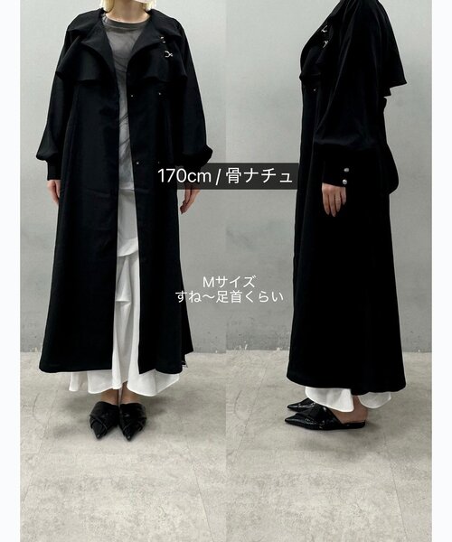 Mavie..7（メヴィセットゥ）の「【Mavie..7】【3サイズ展開】スタンドネックロングフレアコート（その他アウター・レディース・ブラック・SMALL/MEDIUM/X-SMALL）」の13枚目の写真