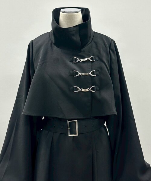 Mavie..7（メヴィセットゥ）の「【Mavie..7】【3サイズ展開】スタンドネックロングフレアコート（その他アウター・レディース・ブラック・SMALL/MEDIUM/X-SMALL）」の18枚目の写真