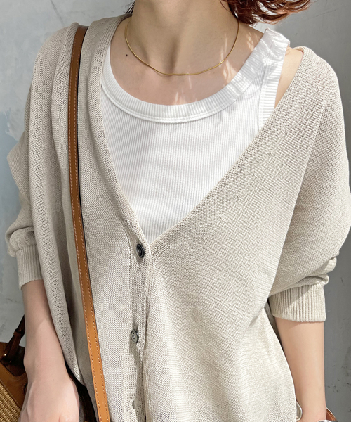 Spick & Span（スピックアンドスパン）の「《新色有り / 追加》甘撚テレコアメスリタンク（タンクトップ・レディース・ブラウン系その他/ブラック/ホワイト/ライトグレー・FREE）」の2枚目の写真