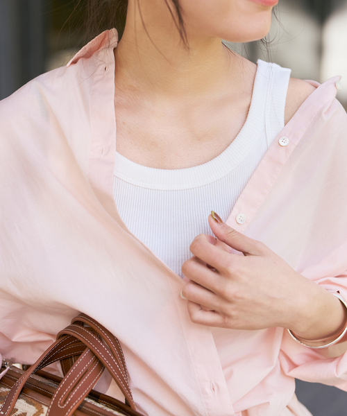 Spick & Span（スピックアンドスパン）の「《新色有り / 追加》甘撚テレコアメスリタンク（タンクトップ・レディース・ブラウン系その他/ブラック/ホワイト/ライトグレー・FREE）」の6枚目の写真