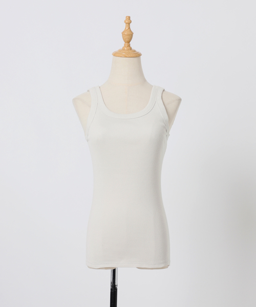 Spick & Span（スピックアンドスパン）の「《新色有り / 追加》甘撚テレコアメスリタンク（タンクトップ・レディース・ブラウン系その他/ブラック/ホワイト/ライトグレー・FREE）」の17枚目の写真