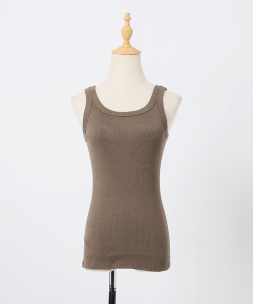 Spick & Span（スピックアンドスパン）の「《新色有り / 追加》甘撚テレコアメスリタンク（タンクトップ・レディース・ブラウン系その他/ブラック/ホワイト/ライトグレー・FREE）」の21枚目の写真