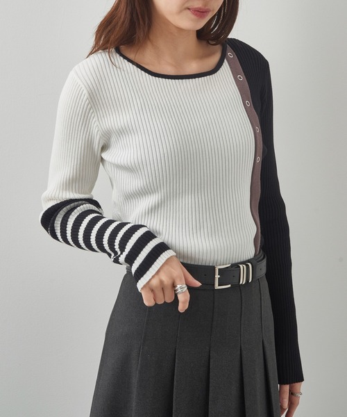 MAISON BREEZE reveur(メゾンブリーズレヴール)の「【MAISON BREEZE reveur】配色リブニットプルオーバー 手洗い可能 trc(ニット/セーター・レディース・ブラウン/ブラック/オフホワイト・FREE)」の18枚目の写真
