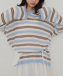 Uenui（ウニュイ）の「【Cunii】relaxed stripe v knit（ニット/セーター）」