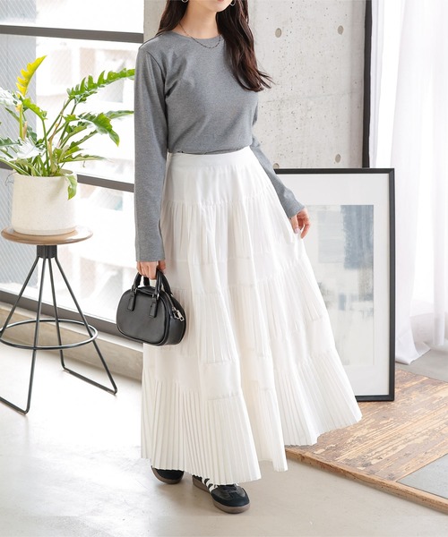 Petitle（プチレ）の「[ 低身長向けサイズ ] タフタプリーツスカート（スカート・レディース・ブラック/オフホワイト・PM）」の3枚目の写真