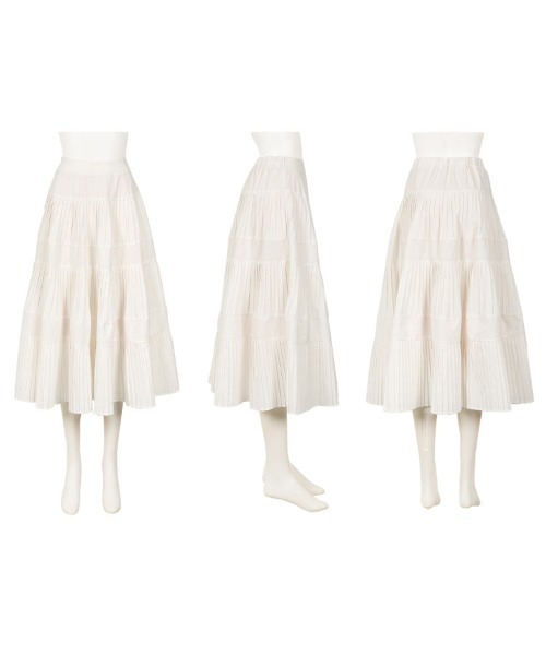 Petitle（プチレ）の「[ 低身長向けサイズ ] タフタプリーツスカート（スカート・レディース・ブラック/オフホワイト・PM）」の11枚目の写真