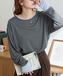 MONO-MART | 【anyway.シリーズ】レイヤード デザイン フローティ シアー トップス / スマートウォッシュ＆接触冷感(Tシャツ/カットソー)