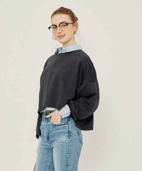 coca(coca)(コカ)の「裏毛クロップドスウェット(スウェット・レディース・チャコール/ライトピンク/ダークグリーン/ライトグレー・M/L/S)」の12枚目の写真