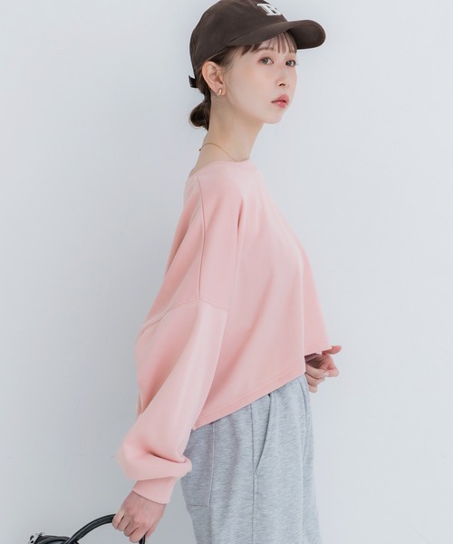coca(coca)(コカ)の「裏毛クロップドスウェット(スウェット・レディース・チャコール/ライトピンク/ダークグリーン/ライトグレー・M/L/S)」の16枚目の写真