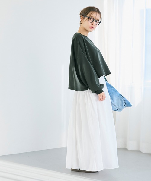 coca(coca)(コカ)の「裏毛クロップドスウェット(スウェット・レディース・チャコール/ライトピンク/ダークグリーン/ライトグレー・M/L/S)」の20枚目の写真