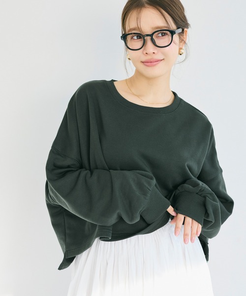 coca(coca)(コカ)の「裏毛クロップドスウェット(スウェット・レディース・チャコール/ライトピンク/ダークグリーン/ライトグレー・M/L/S)」の22枚目の写真