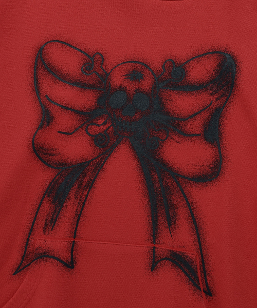 NICE GHOST CLUB(ナイスゴーストクラブ)の「SKULL RIBBON HOODIE_RED(NG2EFUM403A)(パーカー・レディース・レッド・S/M/L)」の4枚目の写真