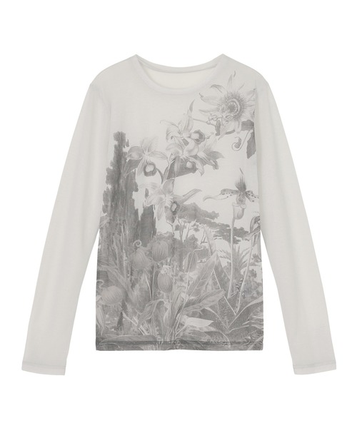 ZUCCa（ズッカ）の「SHEER WILD FLOWER / カットソー / P（Tシャツ/カットソー・レディース・ブラック/ライトグレー/ライトブルー・M size）」の2枚目の写真