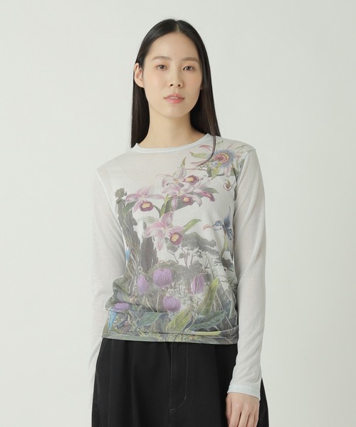 ZUCCa（ズッカ）の「SHEER WILD FLOWER / カットソー / P（Tシャツ/カットソー・レディース・ブラック/ライトグレー/ライトブルー・M size）」の3枚目の写真