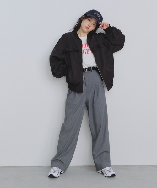 P.V.T(ピーブイティー)の「フリルブルゾン(ブルゾン・レディース・ブラック/カーキ・M)」の13枚目の写真