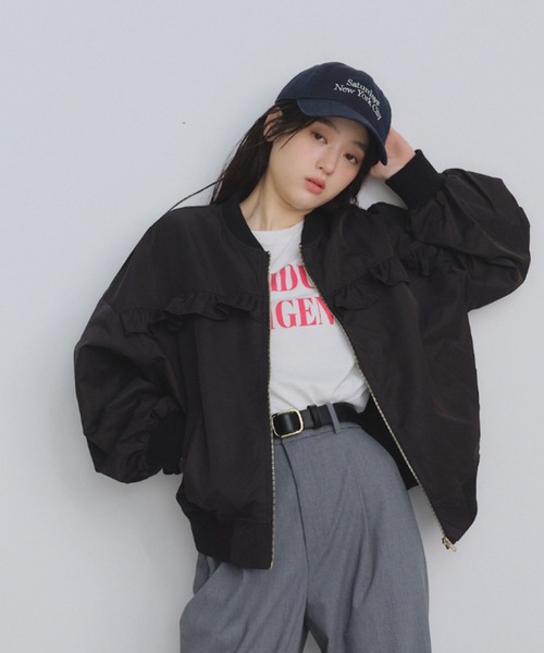 P.V.T(ピーブイティー)の「フリルブルゾン(ブルゾン・レディース・ブラック/カーキ・M)」の20枚目の写真
