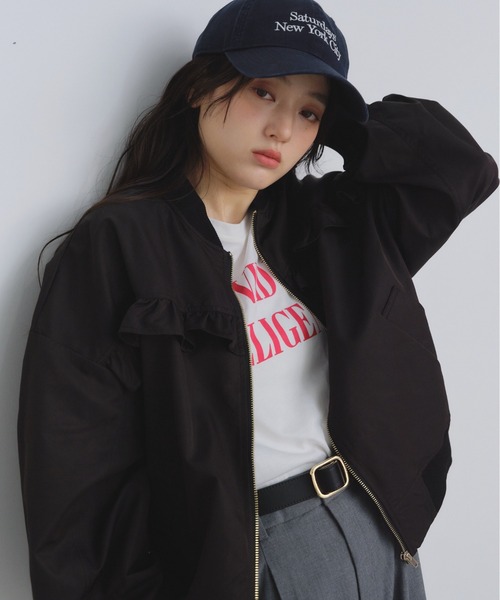 P.V.T(ピーブイティー)の「フリルブルゾン(ブルゾン・レディース・ブラック/カーキ・M)」の18枚目の写真