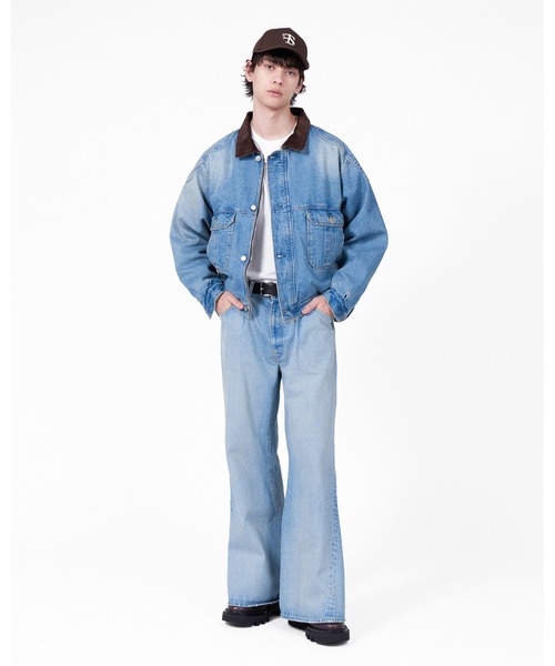 FORSOMEONE(フォーサムワン)の「FORSOMEONE LOOSE FLARE PT DENIM(デニムパンツ・メンズ・インディゴブルー/ブラック・48/50/46)」の1枚目の写真