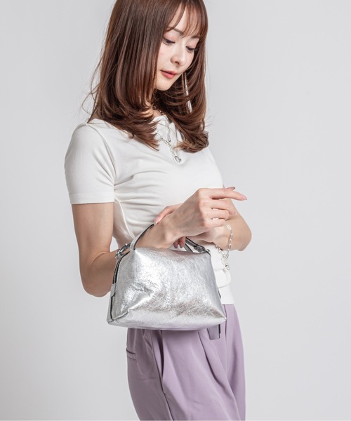 GIANNI CHIARINI(ジャンニ キアリーニ)の「【GIANNI CHIARINI/ジャンニキアリーニ】2WAY レザーハンドバッグ ショルダーバッグ アリファ S BS 8145 VNCMET(ショルダーバッグ・レディース・シルバー/ピンクゴールド・FREE)」の20枚目の写真