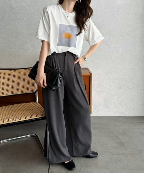 Eclat one（エクラワン）の「【Eclat one】フォトプリント Tシャツ（Tシャツ/カットソー・レディース・ピンク/イエロー/オレンジ・FREE）」の5枚目の写真