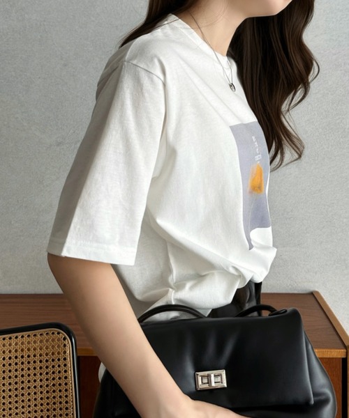 Eclat one（エクラワン）の「【Eclat one】フォトプリント Tシャツ（Tシャツ/カットソー・レディース・ピンク/イエロー/オレンジ・FREE）」の6枚目の写真