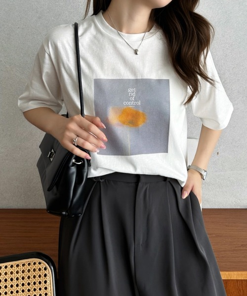 Eclat one（エクラワン）の「【Eclat one】フォトプリント Tシャツ（Tシャツ/カットソー・レディース・ピンク/イエロー/オレンジ・FREE）」の8枚目の写真