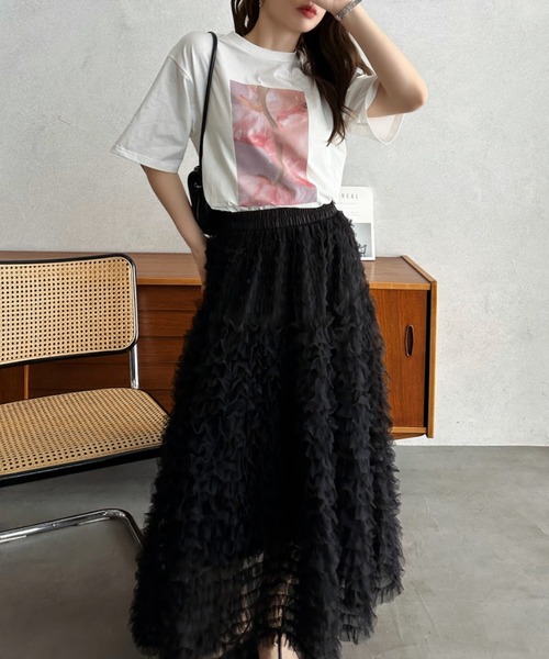 Eclat one（エクラワン）の「【Eclat one】フォトプリント Tシャツ（Tシャツ/カットソー・レディース・ピンク/イエロー/オレンジ・FREE）」の11枚目の写真