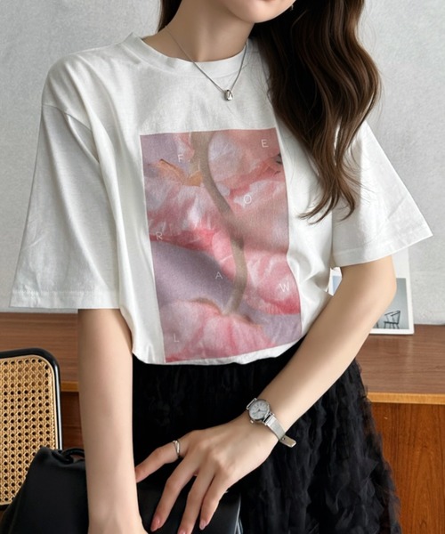 Eclat one（エクラワン）の「【Eclat one】フォトプリント Tシャツ（Tシャツ/カットソー・レディース・ピンク/イエロー/オレンジ・FREE）」の20枚目の写真