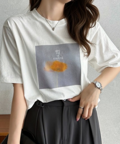 Eclat one（エクラワン）の「【Eclat one】フォトプリント Tシャツ（Tシャツ/カットソー・レディース・ピンク/イエロー/オレンジ・FREE）」の19枚目の写真