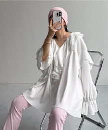 wee9s（ウィークス）の「WAFFRILL TOPS   ワッフリル","ワッフルフリルトップス（シャツ/ブラウス）」