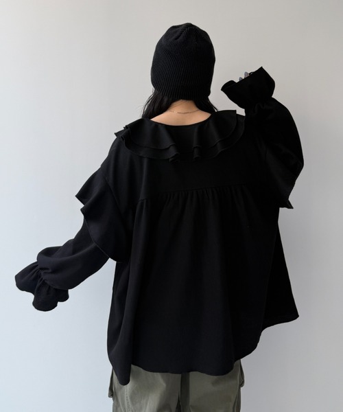 wee9s（ウィークス）の「WAFFRILL TOPS / ワッフリル,ワッフルフリルトップス（シャツ/ブラウス・レディース・ブラック/アイボリー/グレー/グレー系その他/ピンク・FREE）」の22枚目の写真