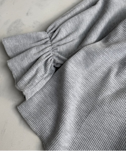 wee9s（ウィークス）の「WAFFRILL TOPS / ワッフリル,ワッフルフリルトップス（シャツ/ブラウス・レディース・ブラック/アイボリー/グレー/グレー系その他/ピンク・FREE）」の11枚目の写真