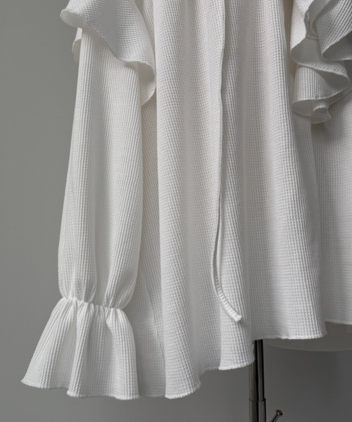 wee9s（ウィークス）の「WAFFRILL TOPS / ワッフリル,ワッフルフリルトップス（シャツ/ブラウス・レディース・ブラック/アイボリー/グレー/グレー系その他/ピンク・FREE）」の13枚目の写真