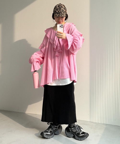 WAFFRILL TOPS / ワッフリル,ワッフルフリルトップス（シャツ/ブラウス