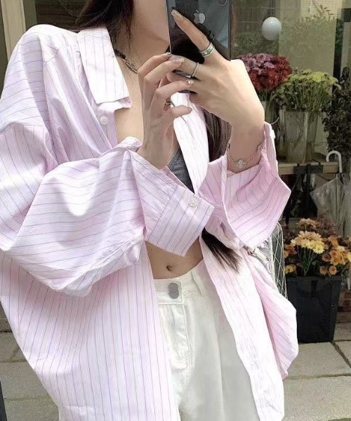 LADY LIKE(レディライク)の「ピンストライプゆったりシャツ(シャツ/ブラウス・レディース・ピンク・M)」の14枚目の写真