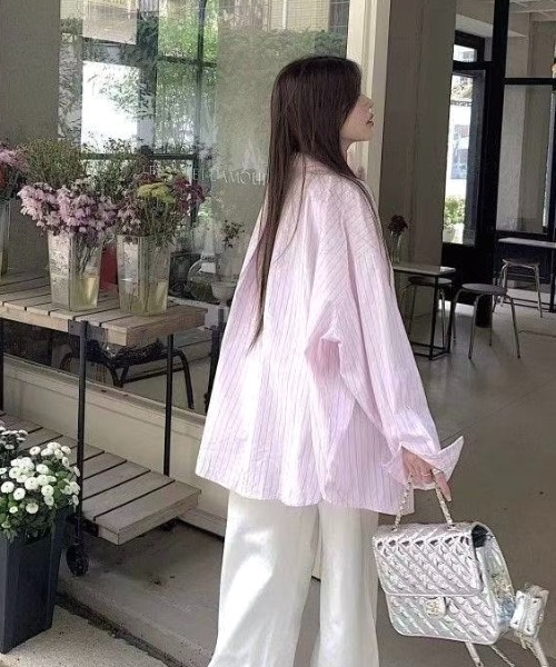 LADY LIKE(レディライク)の「ピンストライプゆったりシャツ(シャツ/ブラウス・レディース・ピンク・M)」の17枚目の写真