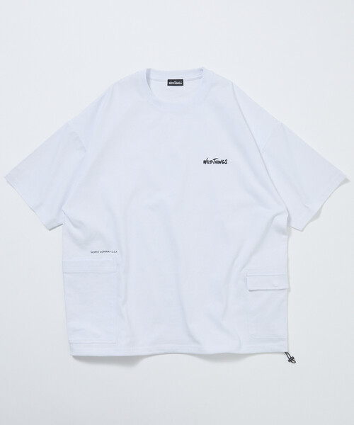 FREAK'S STORE(フリークスストア)の「限定展開 WILD THINGS×FREAK'S STORE ワイルドシングス 別注 ビッグシルエット サイドポケット クルーネック Tシャツ(Tシャツ/カットソー・メンズ・ホワイト/ブラック/アッシュグレー/グレイッシュベージュ/杢グレー・LARGE/MEDIUM/SMALL)」の6枚目の写真