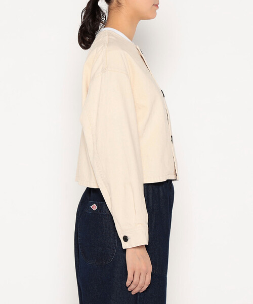 Women's Cotton Drill Collarless Short Jacket（ノーカラージャケット
