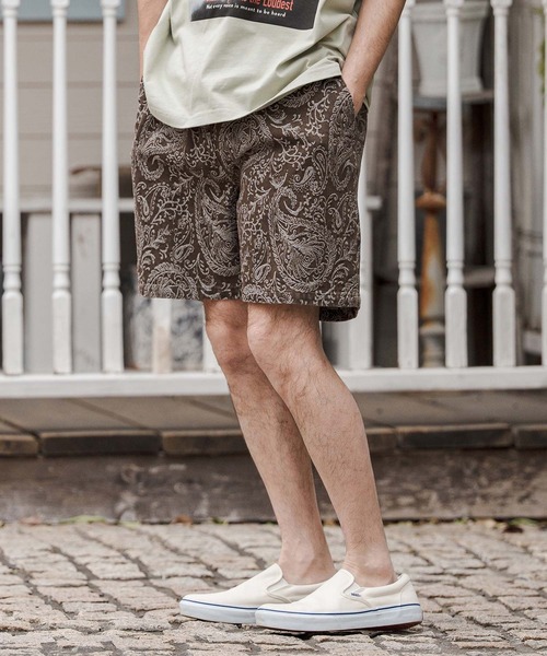 CAMBIO(カンビオ)の「mp14678-Paisley Denim Short Pants ショートパンツ(CAM26SS-013)(その他パンツ・メンズ・ブラウン系その他/ブラック系その他/ネイビー系・L/M/S)」の1枚目の写真