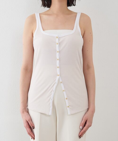 Whim Gazette（ウィムガゼット）の「【GEMINI】マルチwayノースリーブカットソー（タンクトップ・レディース・オフホワイト/ブラウン・FREE）」の15枚目の写真