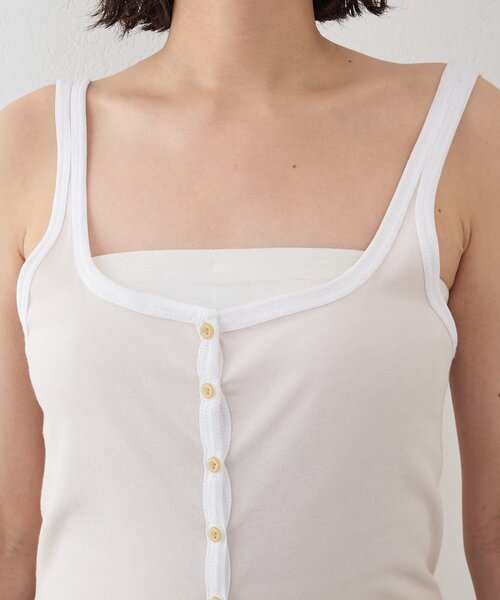 Whim Gazette（ウィムガゼット）の「【GEMINI】マルチwayノースリーブカットソー（タンクトップ・レディース・オフホワイト/ブラウン・FREE）」の12枚目の写真