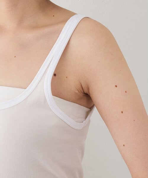 Whim Gazette（ウィムガゼット）の「【GEMINI】マルチwayノースリーブカットソー（タンクトップ・レディース・オフホワイト/ブラウン・FREE）」の11枚目の写真