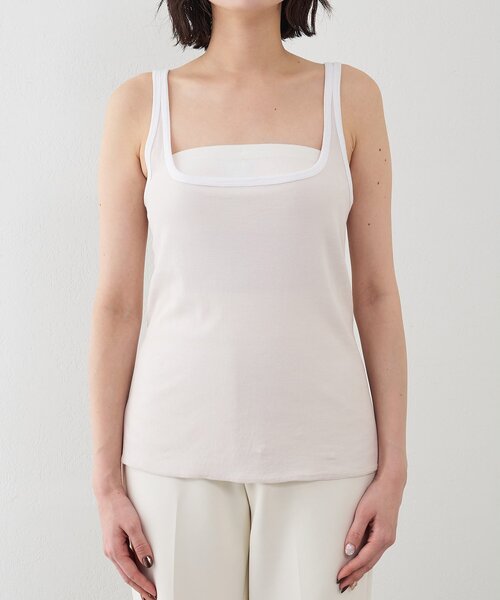 Whim Gazette（ウィムガゼット）の「【GEMINI】マルチwayノースリーブカットソー（タンクトップ・レディース・オフホワイト/ブラウン・FREE）」の10枚目の写真