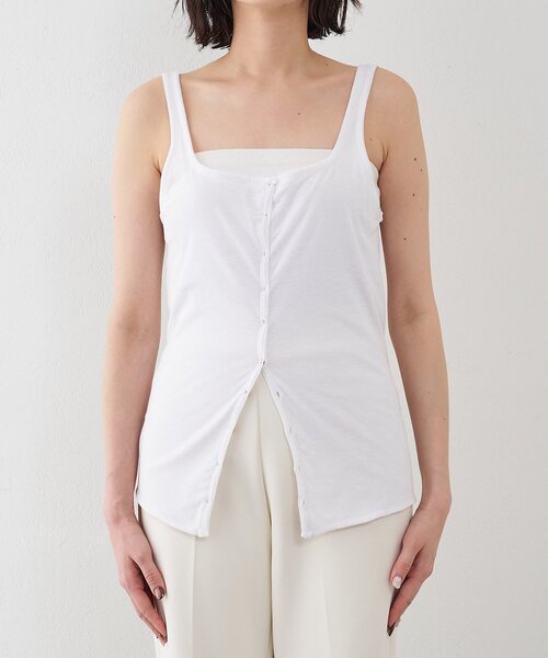 Whim Gazette（ウィムガゼット）の「【GEMINI】マルチwayノースリーブカットソー（タンクトップ・レディース・オフホワイト/ブラウン・FREE）」の8枚目の写真