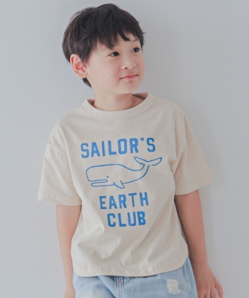 jeans-b 2nd（ジーンズベーセカンド）の「Jeans-b 2nd/ジーンズベーセカンド EARTH CLUB Tシャツ（Tシャツ/カットソー・キッズ・ブルー/アイボリー・120cm/130cm/140cm/150cm/160cm/110cm）」の2枚目の写真