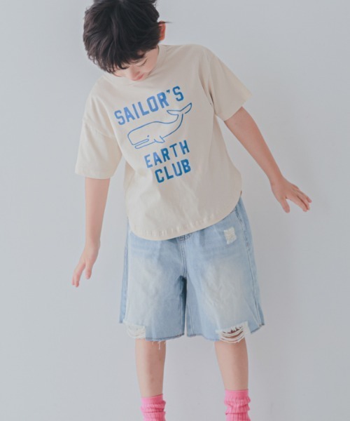 jeans-b 2nd（ジーンズベーセカンド）の「Jeans-b 2nd/ジーンズベーセカンド EARTH CLUB Tシャツ（Tシャツ/カットソー・キッズ・ブルー/アイボリー・120cm/130cm/140cm/150cm/160cm/110cm）」の3枚目の写真