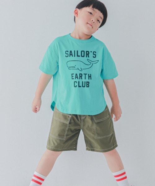 jeans-b 2nd（ジーンズベーセカンド）の「Jeans-b 2nd/ジーンズベーセカンド EARTH CLUB Tシャツ（Tシャツ/カットソー・キッズ・ブルー/アイボリー・120cm/130cm/140cm/150cm/160cm/110cm）」の5枚目の写真